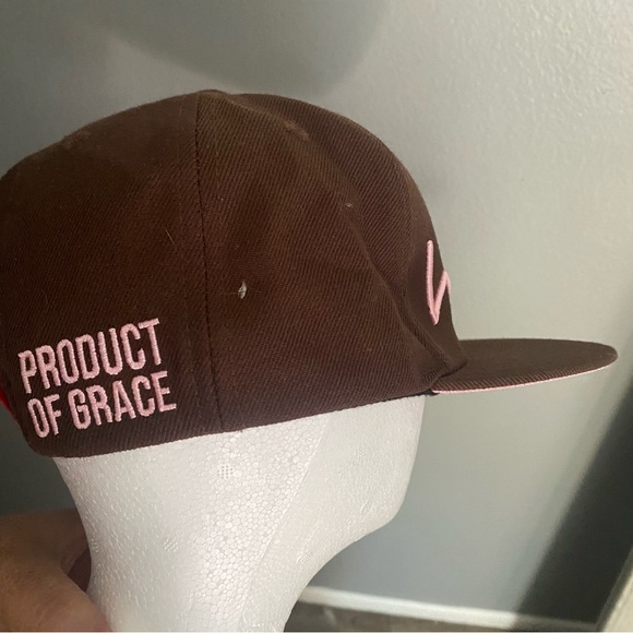 NEW WRSHP  Woman Snap Back Hat Brown & Pink is  reminder to be grateful everyday - Picture 5 of 10